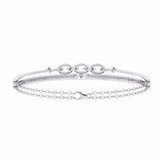 Double Row Diamond Bracelet with Chain Detail