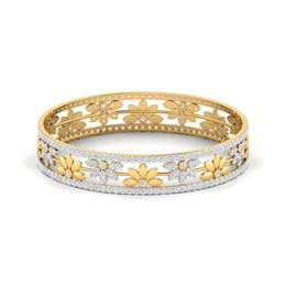 Patterned Floral Diamond Bangle