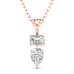 Emerald & Pear Shape Solitaire Diamonds Pendant