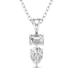 Emerald & Pear Shape Solitaire Diamonds Pendant