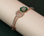 Enticing Green Enamel and Diamond Bracelet