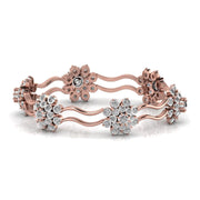 Floral Design Gold Diamond Bangle
