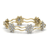 Floral Design Gold Diamond Bangle