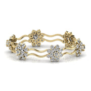 Floral Design Gold Diamond Bangle
