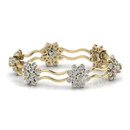 Floral Design Gold Diamond Bangle