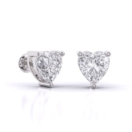 1.5 Carat Each Heart Solitaire Diamond Studs
