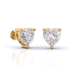 1.5 Carat Each Heart Solitaire Diamond Studs