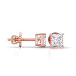 0.5 Carat Each Princess Diamond Studs