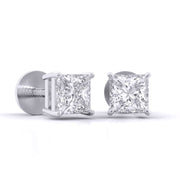 0.5 Carat Each Princess Diamond Studs