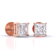 0.5 Carat Each Princess Diamond Studs