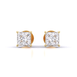 0.5 Carat Each Princess Diamond Studs