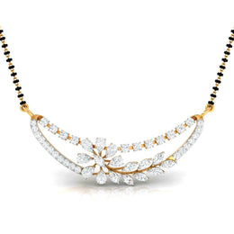 Fancy & Round Diamond Crescent Moon Mangalsutra