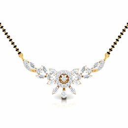 Fancy & Round Diamond Floral Mangalsutra with Central Diamond