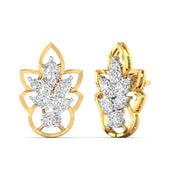 Floral Design Gold Stud Earrings