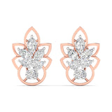Floral Design Gold Stud Earrings