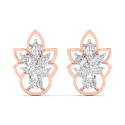 Floral Design Gold Stud Earrings