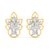 Floral Design Gold Stud Earrings