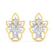 Floral Design Gold Stud Earrings