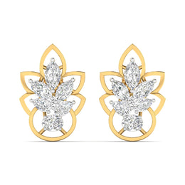 Floral Design Gold Stud Earrings