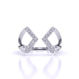 Geometric Diamond Open Ring