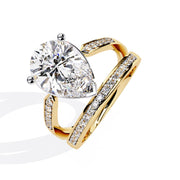 5.5 Pear Diamond Ring with Double Pave Band