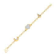 Gold Heart Bracelet with Pave Diamonds