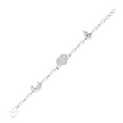 Gold Heart Bracelet with Pave Diamonds