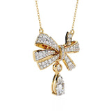 Graceful Bow and Stone Pendant