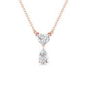 Heart & Pear Shape Solitaire Diamonds Chain Pendant