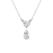 Heart & Pear Shape Solitaire Diamonds Chain Pendant