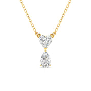 Heart & Pear Shape Solitaire Diamonds Chain Pendant