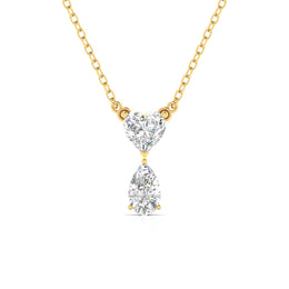 Heart & Pear Shape Solitaire Diamonds Chain Pendant