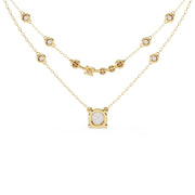 Layered Diamond Solitaire Necklace