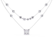 Layered Diamond Solitaire Necklace