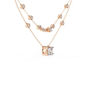 Layered Diamond Solitaire Necklace