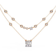 Layered Diamond Solitaire Necklace