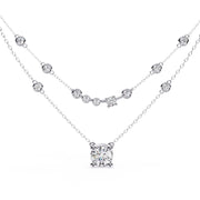 Layered Diamond Solitaire Necklace