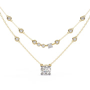 Layered Diamond Solitaire Necklace