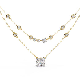 Layered Diamond Solitaire Necklace