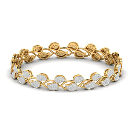 Leaf Design Round Diamond Bangle