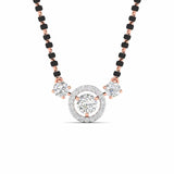 Luxurious Black Bead Mangalsutra with Triple Diamond Pendant