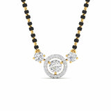 Luxurious Black Bead Mangalsutra with Triple Diamond Pendant
