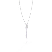 Necklace with Diamond Circle and Bar Accents