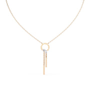 Necklace with Diamond Circle and Bar Accents