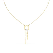 Necklace with Diamond Circle and Bar Accents