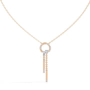 Necklace with Diamond Circle and Bar Accents