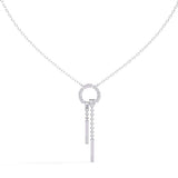 Necklace with Diamond Circle and Bar Accents