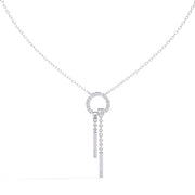 Necklace with Diamond Circle and Bar Accents