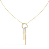 Necklace with Diamond Circle and Bar Accents