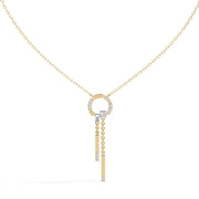 Necklace with Diamond Circle and Bar Accents